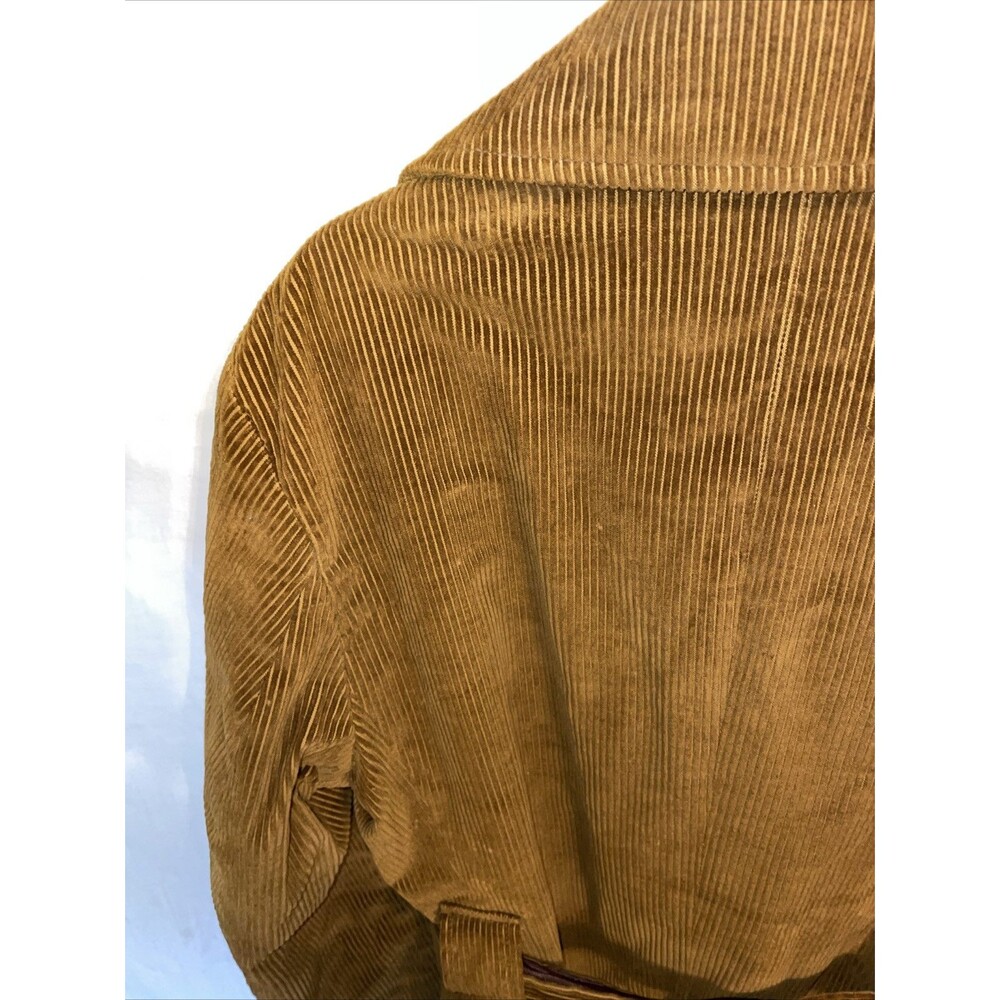 Weathercaster Men’s Corduroy Coat Size Medium Brown Fleece Lined Belted Outdoors - Picture 11 of 12